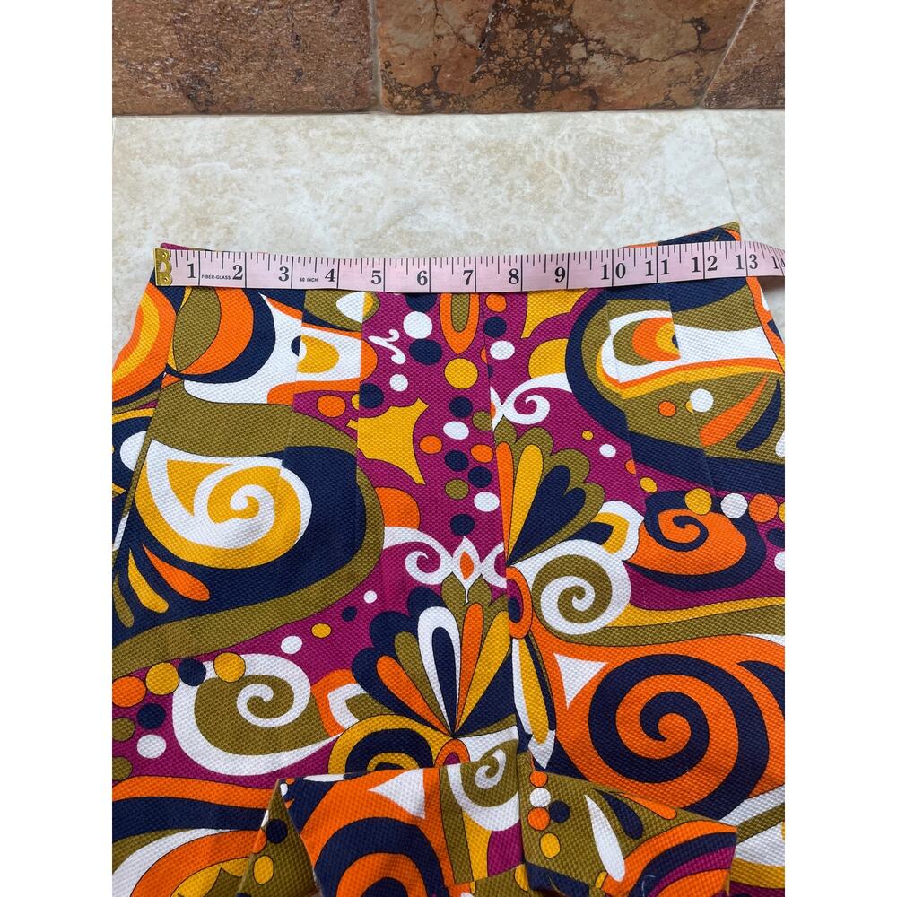 Zara Shorts Retro Mod Print High Waist Textured Lined Size S Colorful Side Zip - Picture 9 of 10